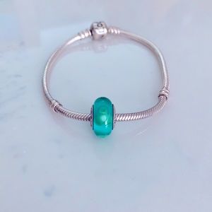 Pandora blue and green flower charm